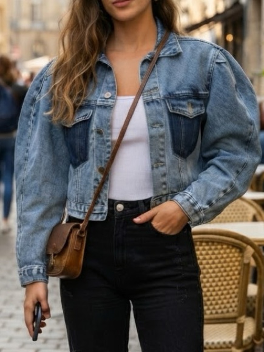 CUSTOM Voluminous Sleeve Crop Denim Jacket